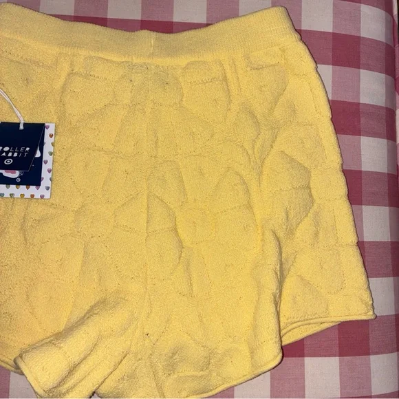 Nwt Roller Rabbit Yellow Women's Shorts Target Terry cloth s small flower pull